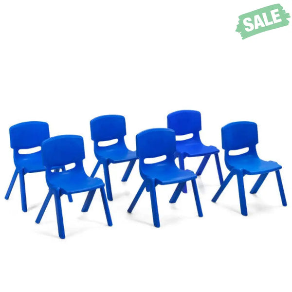 6-pack Kids Plastic Stackable Classroom Chairs-Red Kids Chairs & Seating
