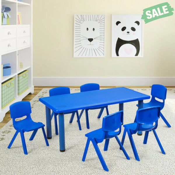 6-pack Kids Plastic Stackable Classroom Chairs-Red Blue Kids Chairs & Seating