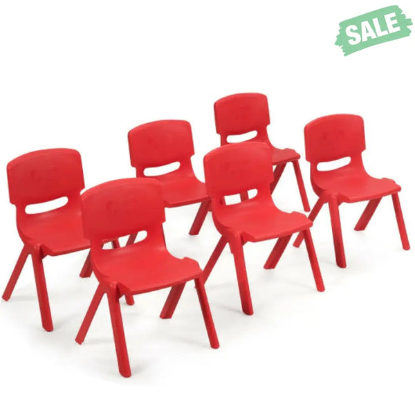 6-pack Kids Plastic Stackable Classroom Chairs-Red Kids Chairs & Seating