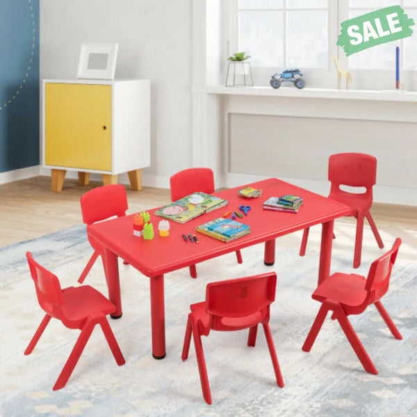 6-pack Kids Plastic Stackable Classroom Chairs-Red Kids Chairs & Seating