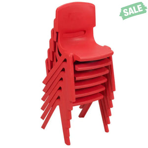 6-pack Kids Plastic Stackable Classroom Chairs-Red Kids Chairs & Seating