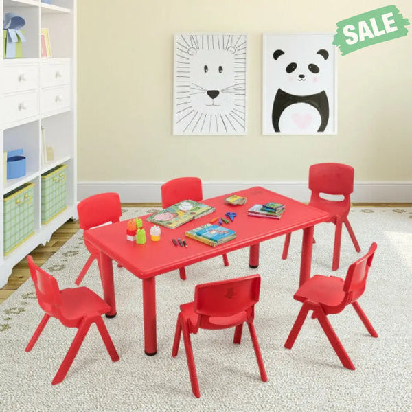 6-pack Kids Plastic Stackable Classroom Chairs-Red Red Kids Chairs & Seating
