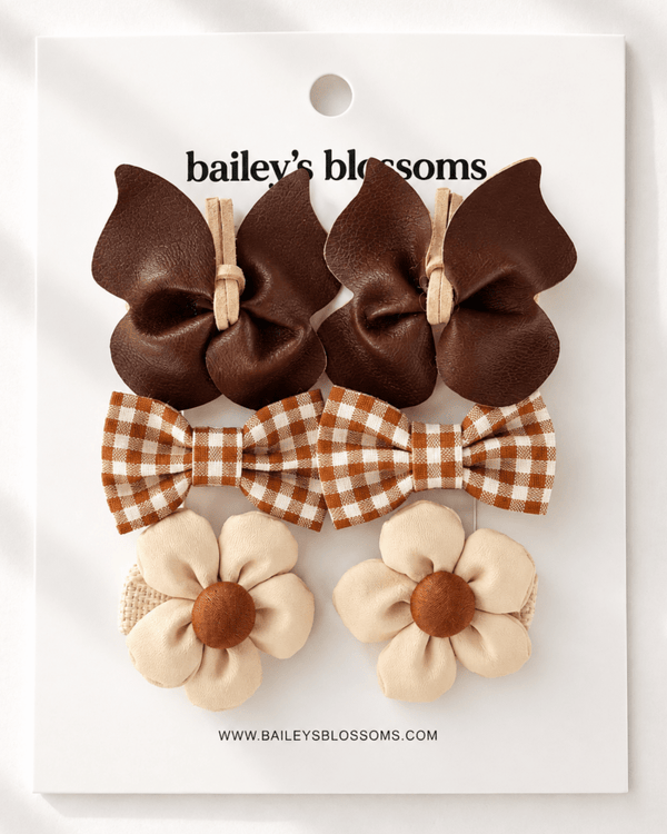 6-Piece Hair Clip Set - Mocha Meadow