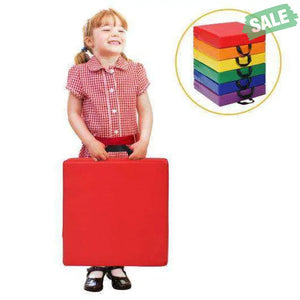6 Pieces 15 Inches Square Toddler Floor Cushions Flexible Soft Foam Seating with Handles-Multicolor Blue Kids Chairs &