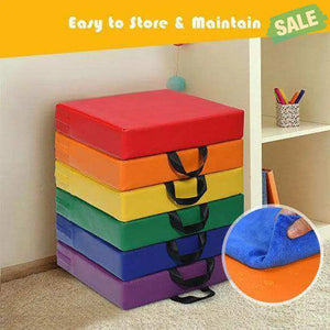 6 Pieces 15 Inches Square Toddler Floor Cushions Flexible Soft Foam Seating with Handles-Multicolor Blue Kids Chairs &