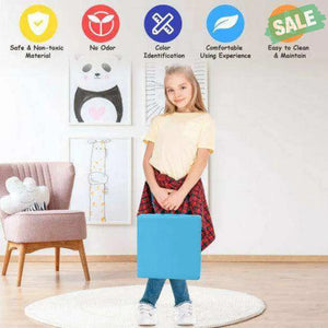 6 Pieces 15 Inches Square Toddler Floor Cushions Flexible Soft Foam Seating with Handles-Multicolor Blue Kids Chairs &