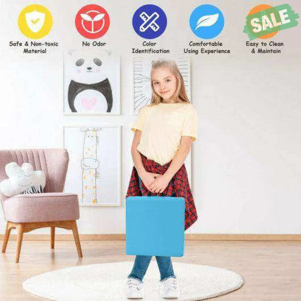 6 Pieces 15 Inches Square Toddler Floor Cushions Flexible Soft Foam Seating with Handles-Multicolor Blue Kids Chairs &