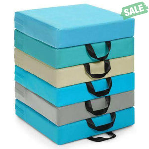 6 Pieces 15 Inches Square Toddler Floor Cushions Flexible Soft Foam Seating with Handles-Multicolor Blue Kids Chairs &