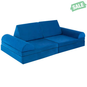 6 Pieces Convertible Kids Sofa Playset with Zipper-Gray Kids Chairs & Seating