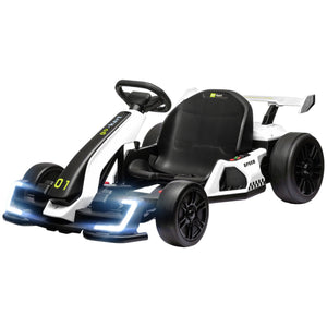 Aosom 24V 7.5 MPH Electric Go Kart with Adjustable Seat, Slow Start, White