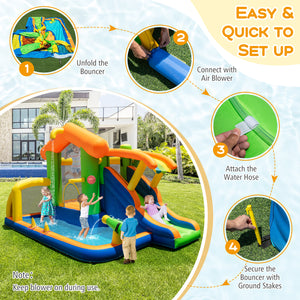 8-in-1 Jumping Castle with Slide and 520W Blower - Vibrating