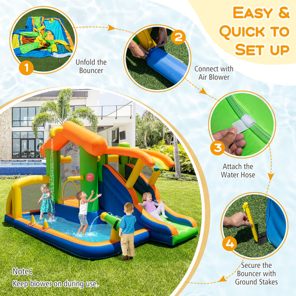 8-in-1 Jumping Castle with Slide and 520W Blower - Vibrating