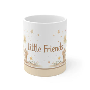 Little Friends Mug, Cute Woodland Animals Personalized Name Chocolate, Coffee Mug, Tea Cup — 11oz Mug
