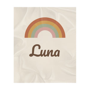 Boho Rainbow toddler sherpa blanket in cream