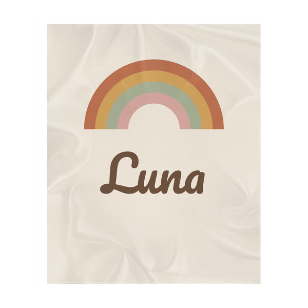 Boho Rainbow toddler sherpa blanket in cream