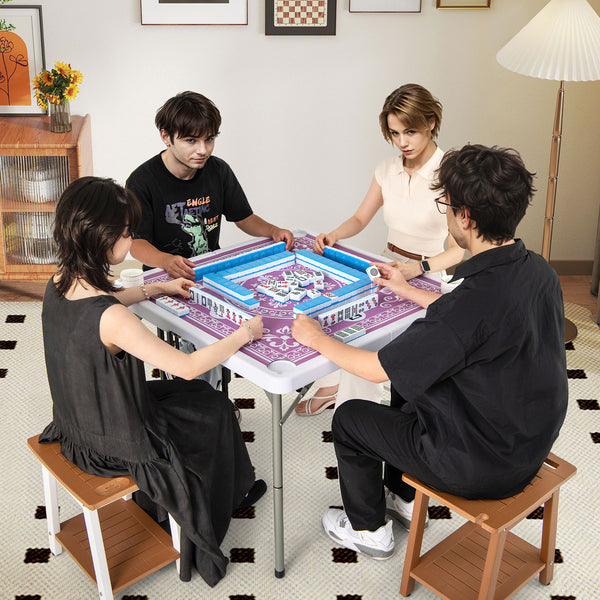 35 Inch 4 Player Game Card Folding Mahjong Table with Cup Holders