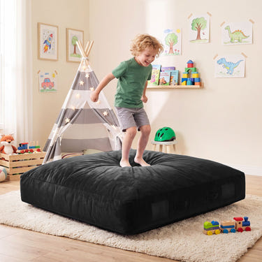 60 Inch Crash Pad for Kids Sensory Foam Crash Mat with Velvet Cover-Black