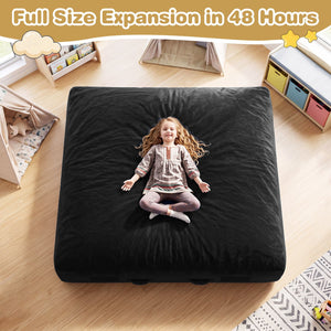 60 Inch Crash Pad for Kids Sensory Foam Crash Mat with Velvet Cover-Black