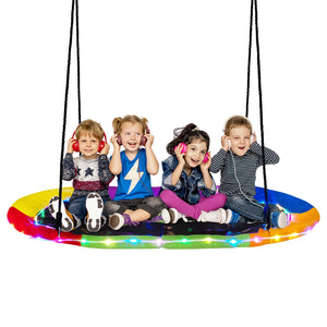 60 Inches Saucer Swing with LED Lights for Kids and Adults