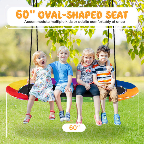 60 Inches Saucer Swing with LED Lights for Kids and Adults