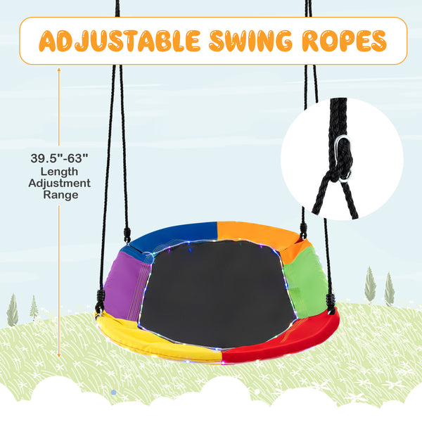 60 Inches Saucer Swing with LED Lights for Kids and Adults