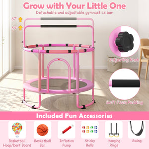 6-in-1 Kids Toddler Trampoline with Gymnastics Bar