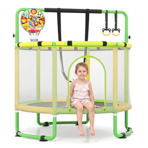 60-Inch Kids Trampoline with Adjustable Gymnastics Bar
