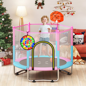 60 inch Kids Trampoline Toddler Recreational Trampoline with Basketball Hoop