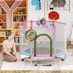 60 inch Kids Trampoline Toddler Recreational Trampoline with Basketball Hoop