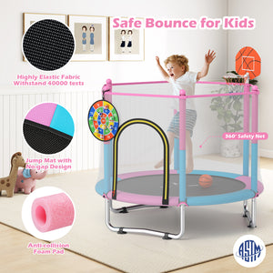 60 inch Kids Trampoline Toddler Recreational Trampoline with Basketball Hoop