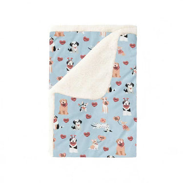 Pups & Kisses (Dream Luxe Blanket) - Blue