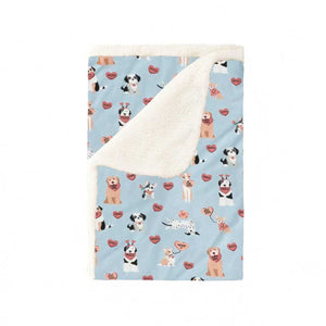 Pups & Kisses (Dream Luxe Blanket) - Blue