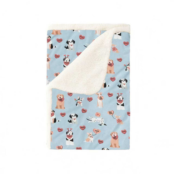 Pups & Kisses (Dream Luxe Blanket) - Blue