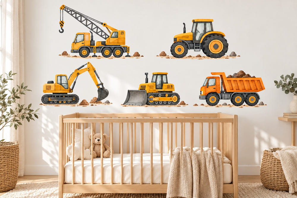Construction Truck Wall Decals, Set of 5, image 1