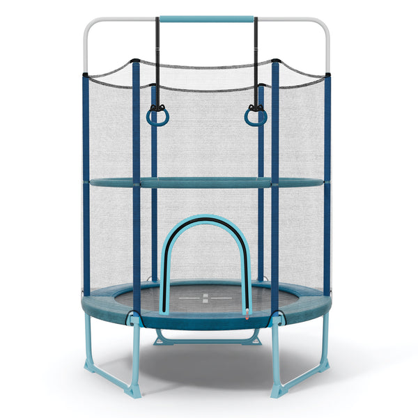 60 Inch Trampoline with Gymnastic Bar and Rings for Kids