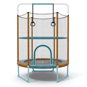 60 Inch Trampoline with Gymnastic Bar and Rings for Kids