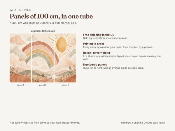Watercolor Rainbow Sunshine Clouds Wall Mural, image 7