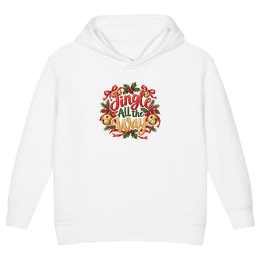 Jingle All the Way toddler hoodie in white, front view