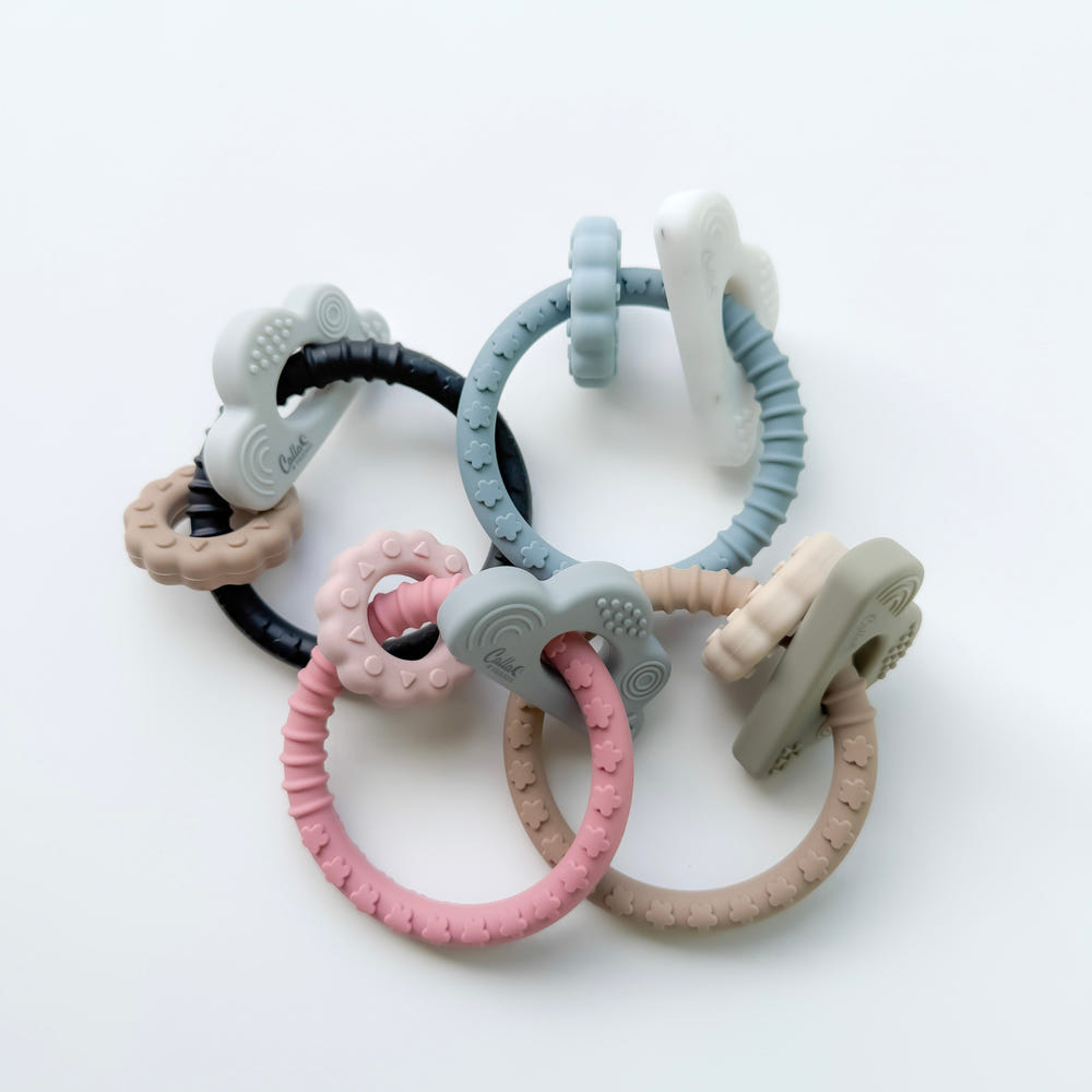 Cloudy Days Silicone Teether for babies, soft and safe for soothing gums during teething.