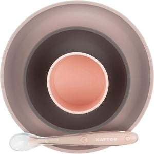 Nattou Silicone Children’s Tableware Set 4-Piece with Non-Slip Suction Plate & Bowl - MOOGCO Baby