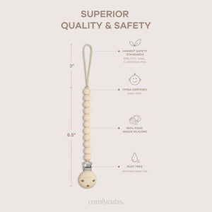 Pacifier Clips in Beige & Light Beige, 2 Pack