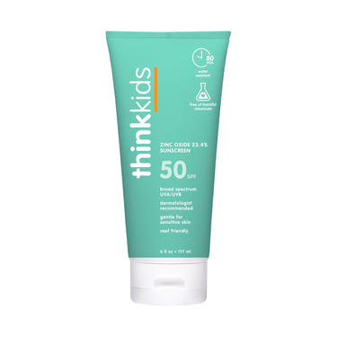 Thinksport Kids SPF 50+ Family-Sized Sunscreen, 6 Oz - Safe sun protection for babies and children.