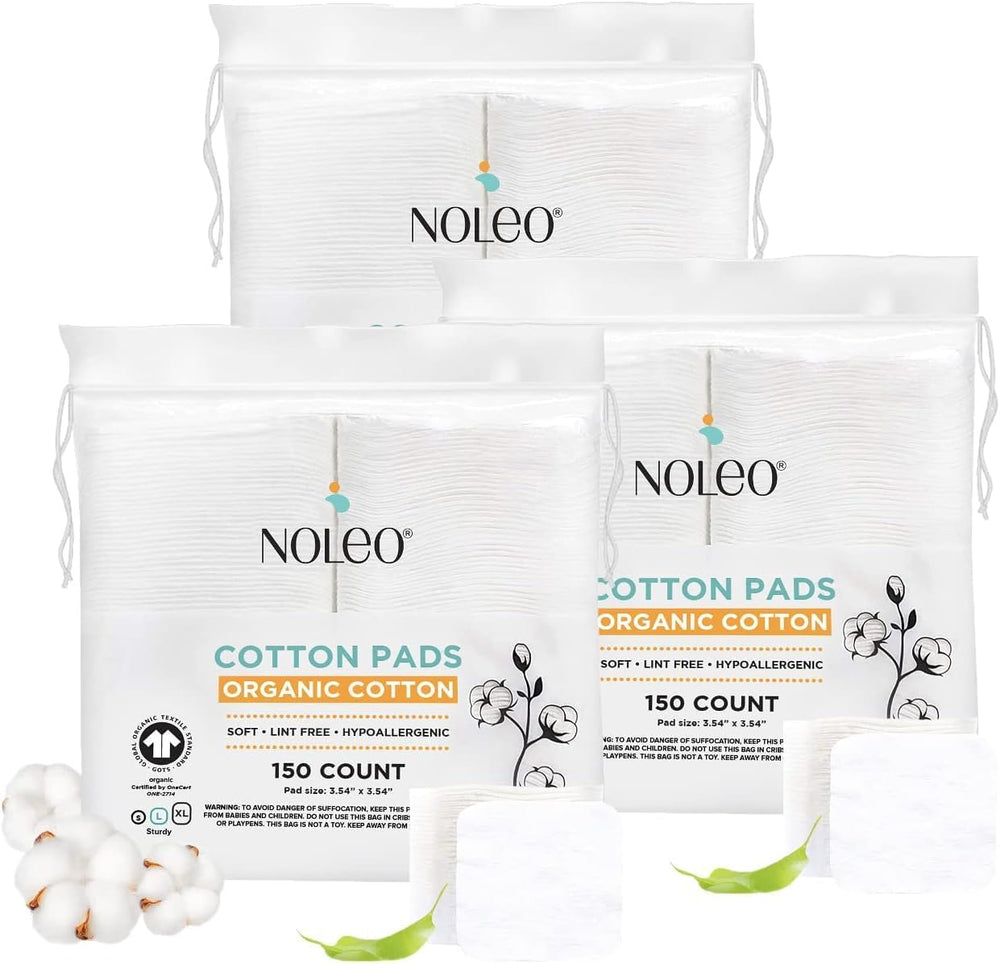 NOLEO Organic Cotton Pads (Pack of 3) - Large - Pressed