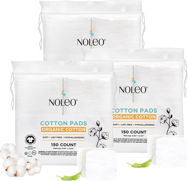 NOLEO Organic Cotton Pads - Large 3.54"x3.54" - MOOGCO Baby