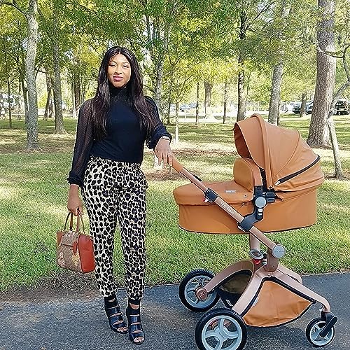 Baby Stroller: Height-Adjustable Seat and Reclining Baby Carriage with Four-Wheel Shock Absorption, Bidirectional, Elevated View, Stylish Stroller - MOOGCO Baby