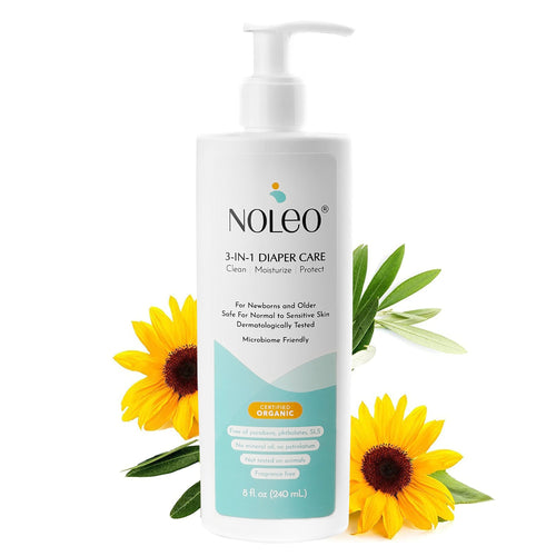 NOLEO 3-IN-1 Diaper Rash Cream - EWG Verified, organic, safe for cloth diapers, soothing baby skin treatment.