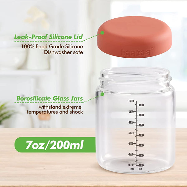 Haakaa Sealed Glass Storage Jar Set - 6 x 4 oz Glass Jars