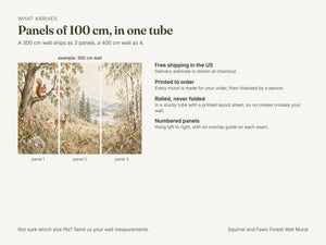 Watercolor Squirrel and Fawn Forest Wall Mural, image 7