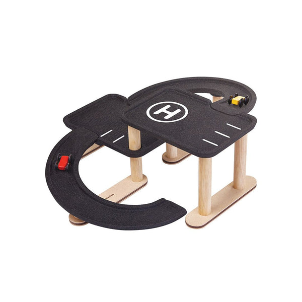 "Race N Play Parking Garage toy for babies, featuring vibrant colors and fun design, angle view 9."