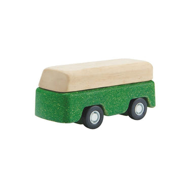 Green bus toy for imaginative play, perfect for toddlers and preschoolers to spark creativity and fun.